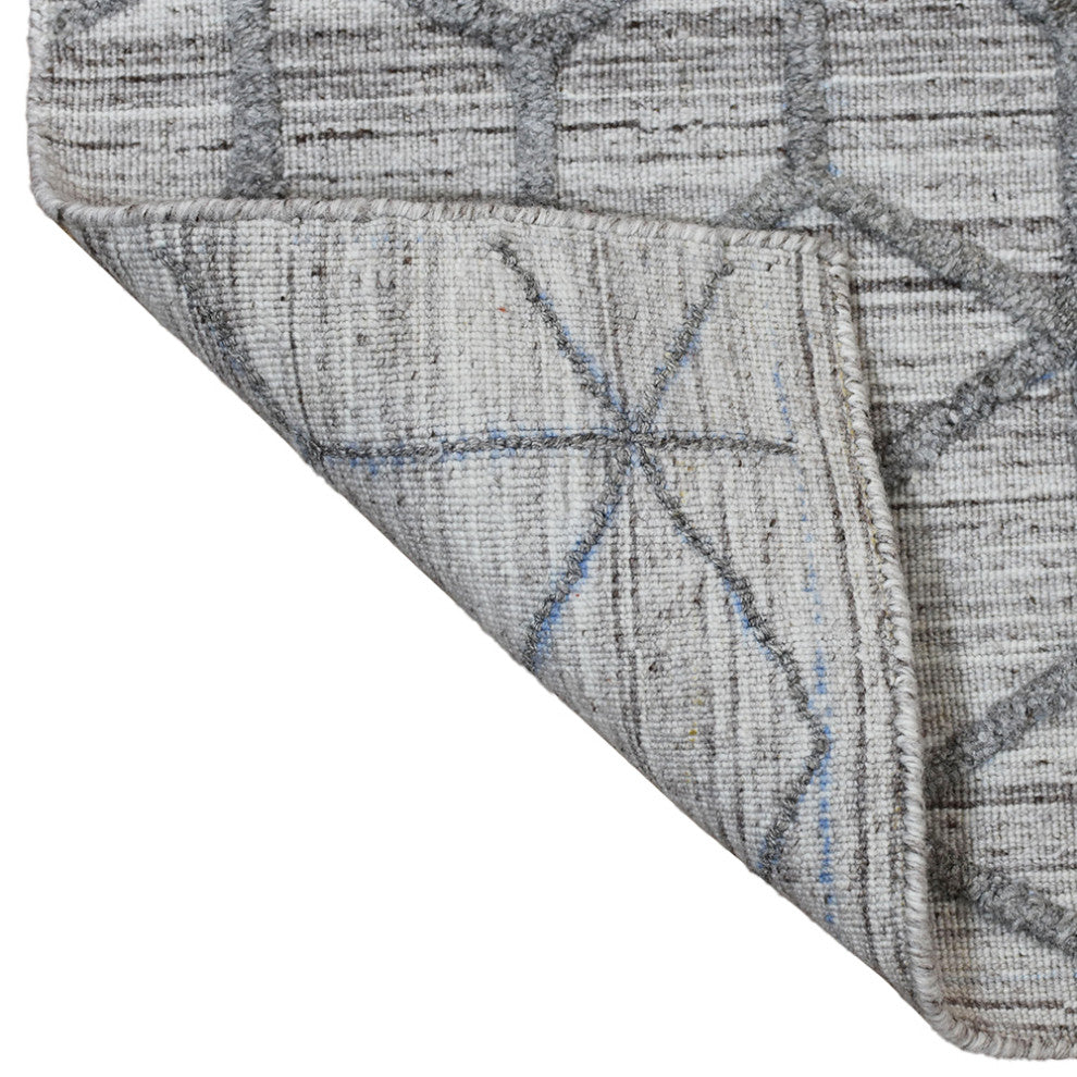 HAND WOVEN FLAT WEAVE KILIM POLYESTER AREA RUGS -Rectangle,Light Gray,Geometric, [Rectangle] 4'x6'