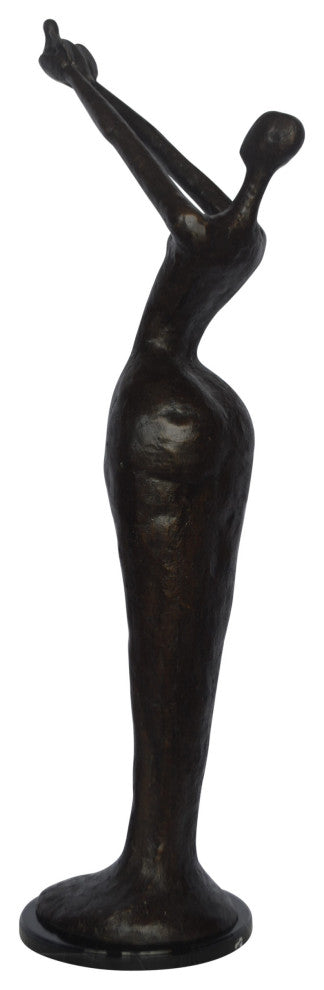 Woman Releasing Bird Modern Art Bronze Statue - Size: 13"L x 19"W x 52"H.