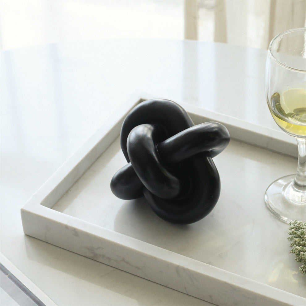 Sarrasseau White Natural Marble Tray With Raised Rim