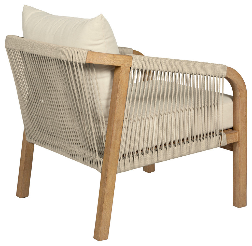Cypress Outdoor Patio Chair Wood/Light Gray Rope Ivory Olefin Cushions