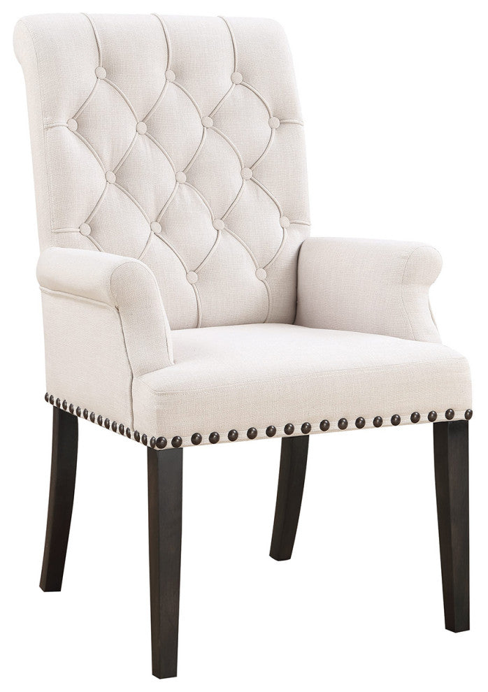 Fabric Dining Arm Chair, Beige Finsih