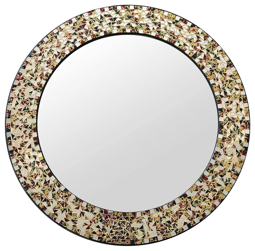 24" Traditional Decorative Mosaic Wall Mirror(Gemstone Rainbow) by DecorShore