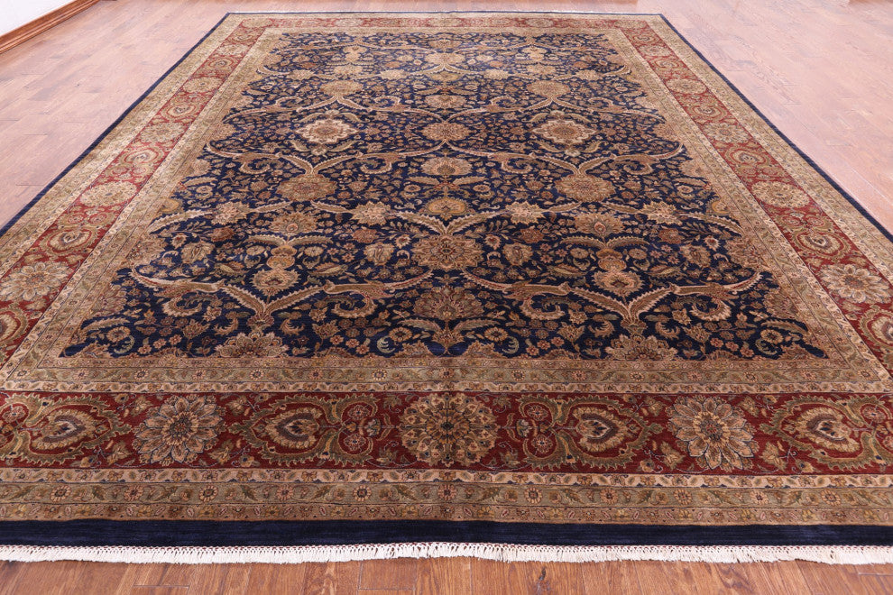12' 0" X 14' 7" Fine Persian Tabriz Hand-Knotted Wool Rug Q8498