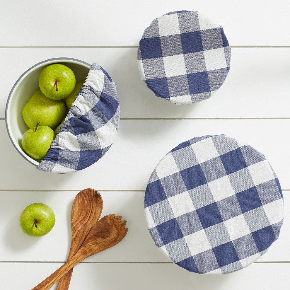 DII Asst French Blue Buffalo Check Woven Dish Cover (Set of 3)