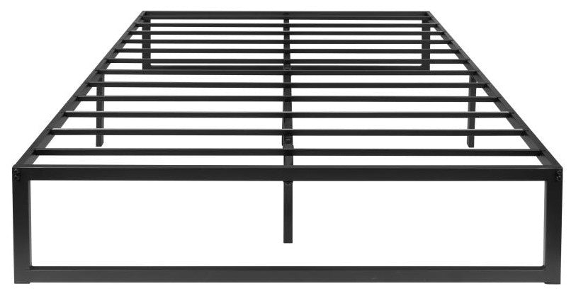 14" Metal Platform Bed Frame, 10" Pocket Spring Mattress & Memory Foam Topper, Black, Full