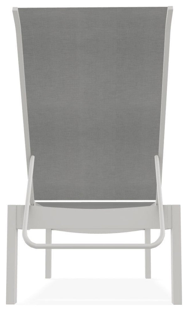 Leeward Sling Stackable Outdoor Chaise Lounge, Alloy/Snow