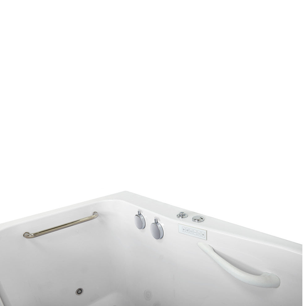 Ella Shak 36"x72" Air + Hydro + Foot Massage Walk-In tub, Outward Door, 2 Drains, No Faucet, Left Drain