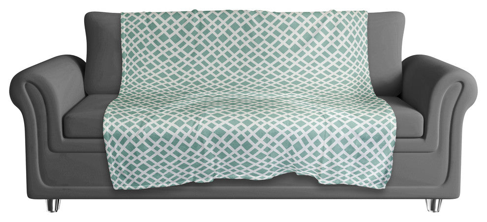 Teal Lattice Pattern Fleece Blanket