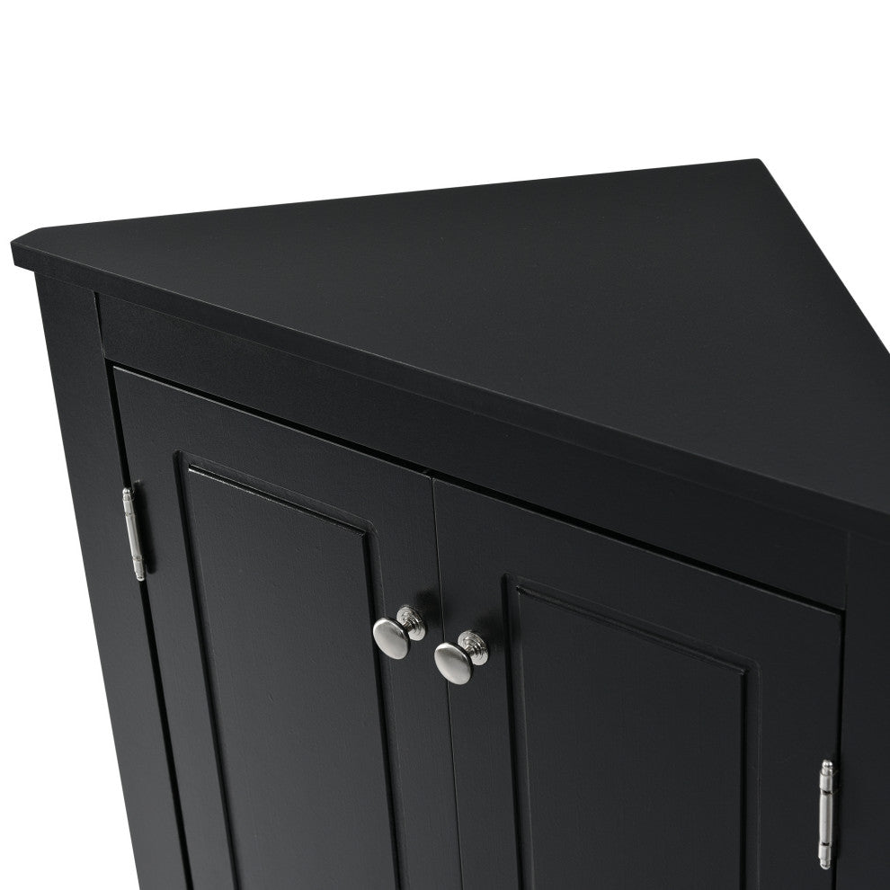TATEUS Triangle Bathroom Storage Cabinet Freestanding Corner cabinet, Black