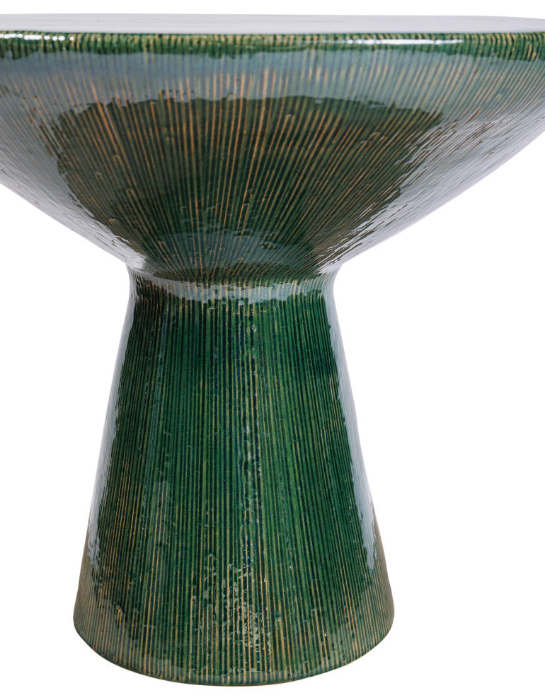 Sunburst Ceramic Round Patio Accent Table