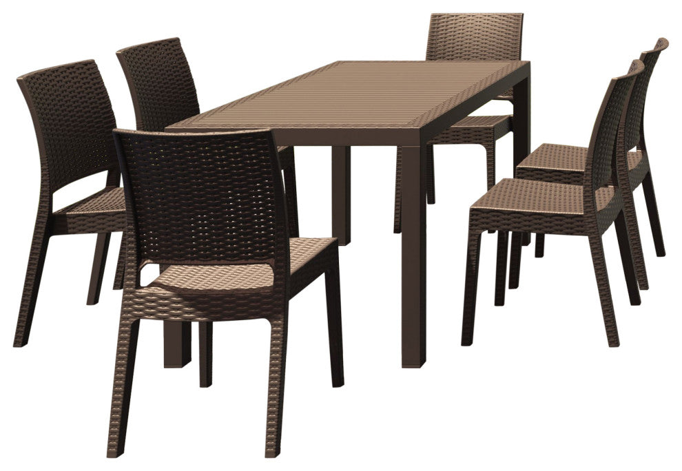 Compamia Orlando 7-Piece Rectangle Dining Set, Brown