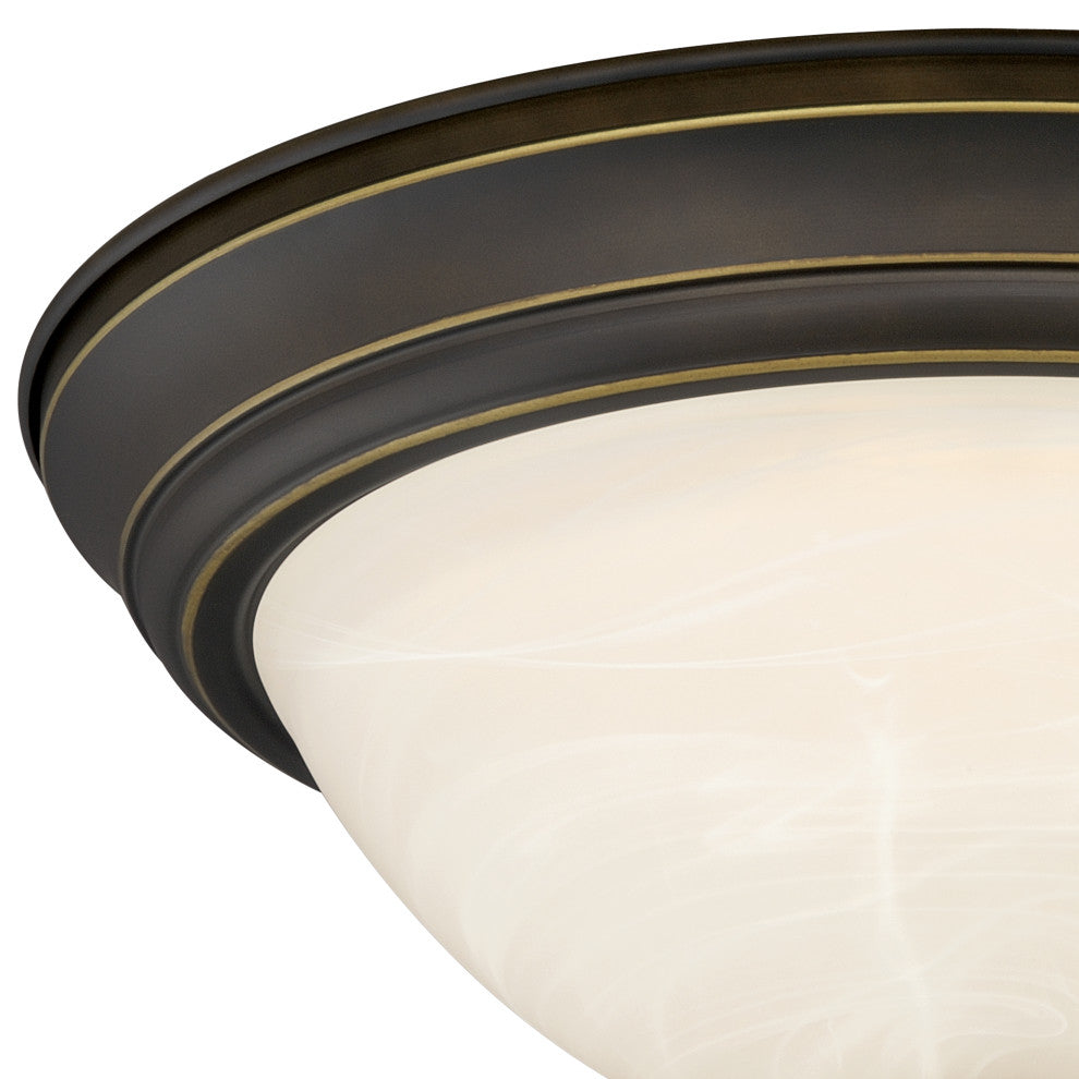 Stevens 13-in W LED Vintage Bronze Flush Mount Ceiling Light Fixture White Glass
