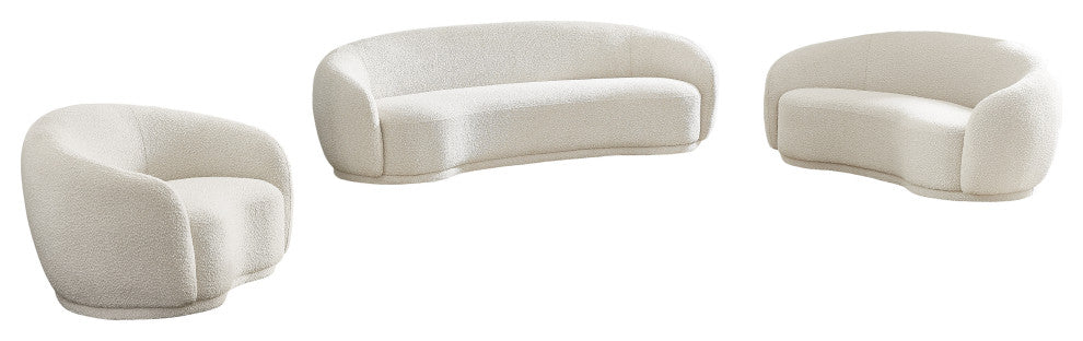 Hyde Boucle Fabric Upholstered, Cream, Loveseat