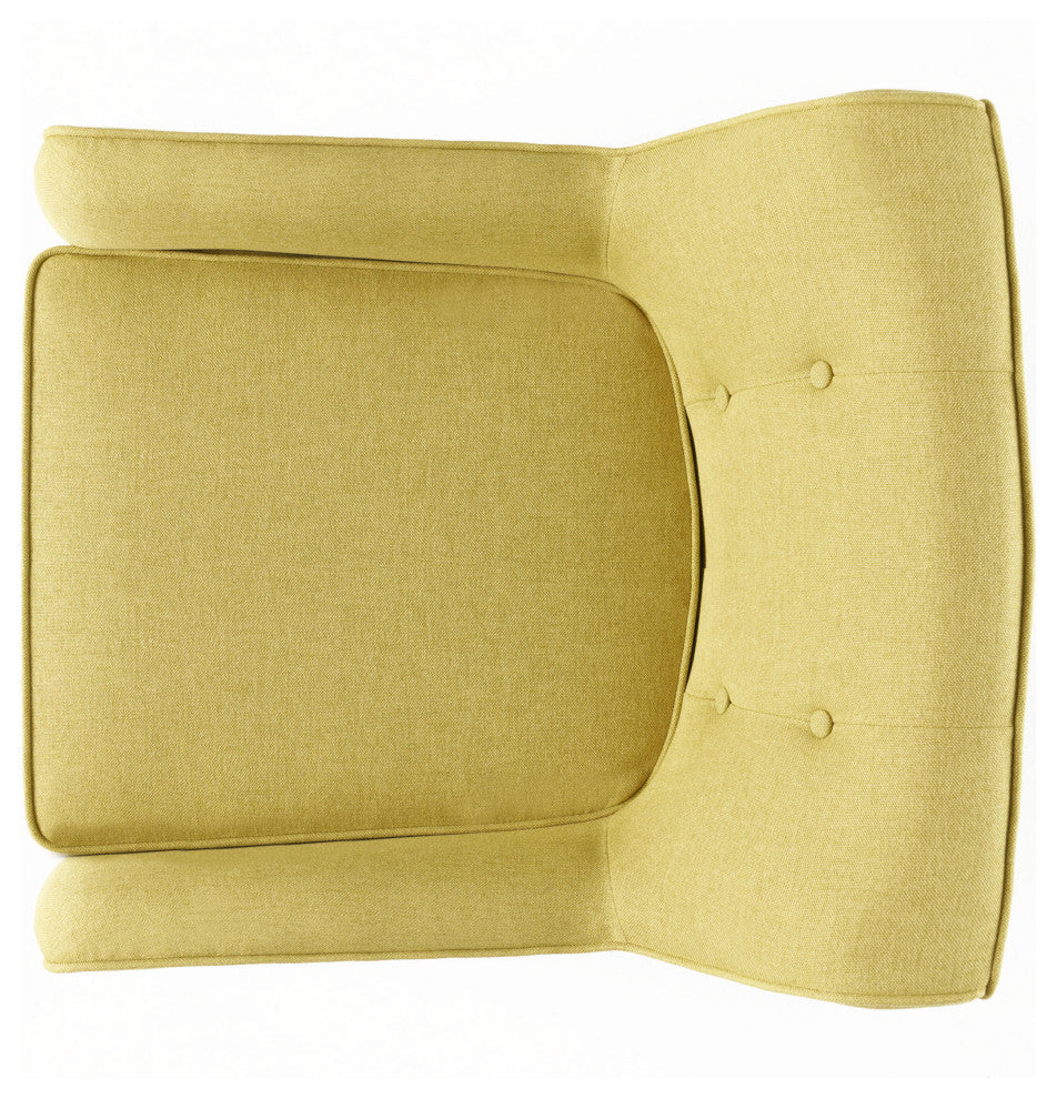 GDF Studio Fontinella Mid-Century Modern Fabric Tufted Arm Chair, Verdure Yellow, Set of 2