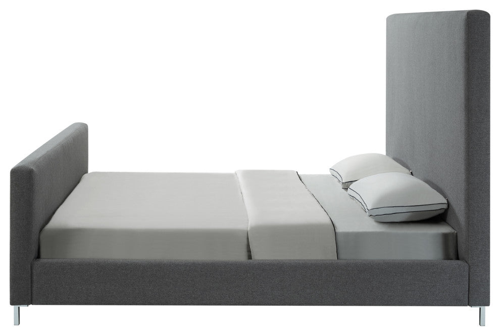 Aberdeen Upholstered  Platform Bed, Gray Linen, King