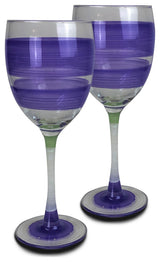 Retro Stripe Purple Wine Glasses, Set of 2