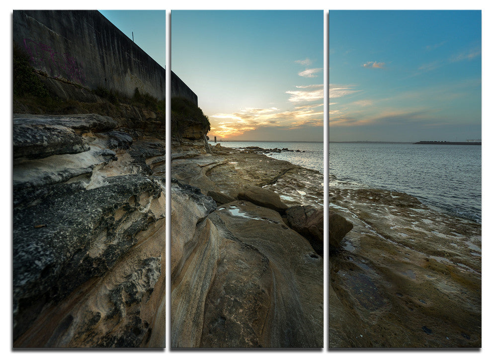 "Rocky Sydney Beach View" Canvas Wall Art, 3 Panels, 36"x28"