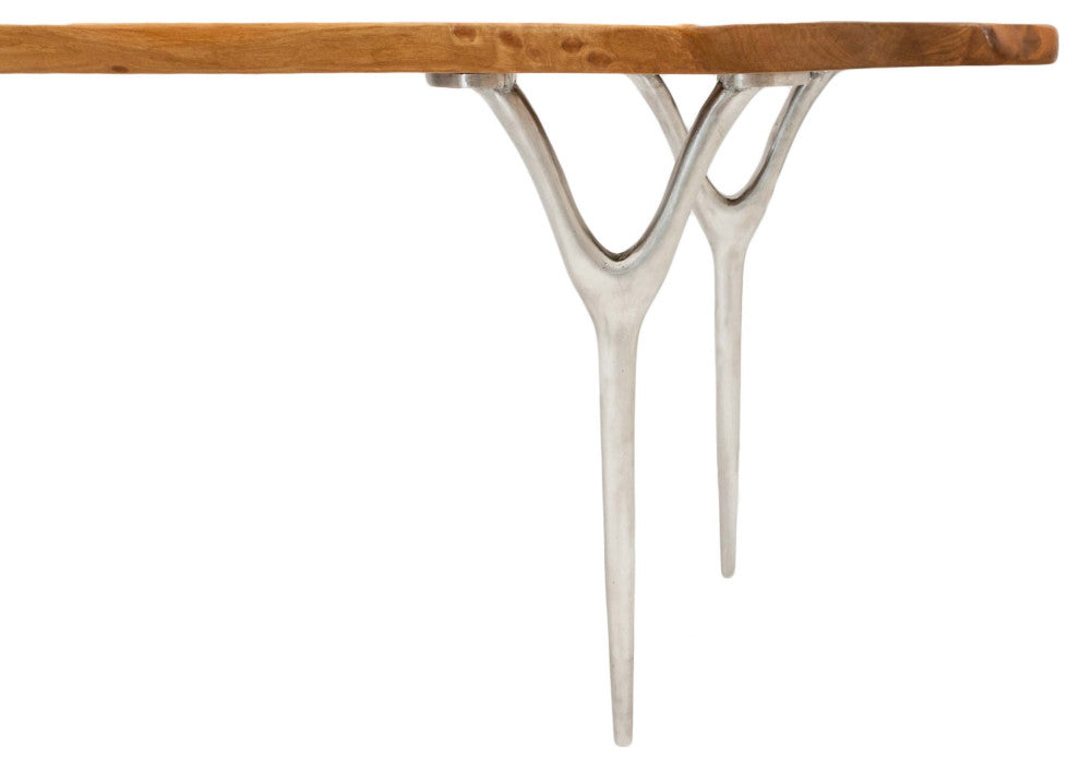 Walnut Slab Table with Cast Aluminium Legs 74"x37"x30"