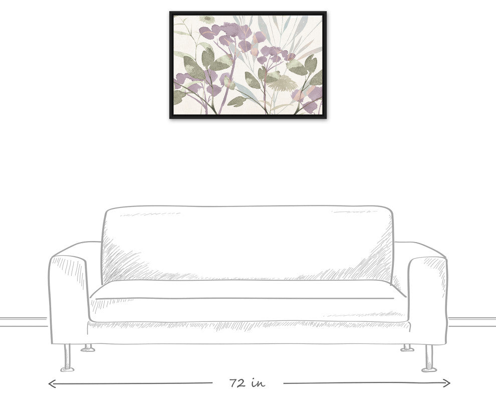 Soft Spring Botanical Purple 2 20x30 Black Floating Framed Canvas