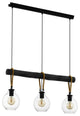 Rodding, 3 Light Linear Pendant, Structured Black, Brown Roping/Clear Glass