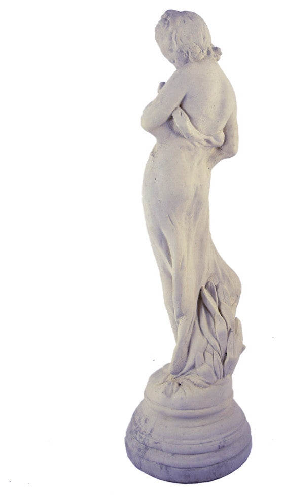 Vintage European-Style 'Gentle Grace' Girl Cast Stone Garden Statue