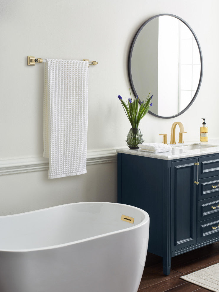 Amerock Glacio Contemporary Towel Bar, Clear/Golden Champagne, 18" Center-to-Cen