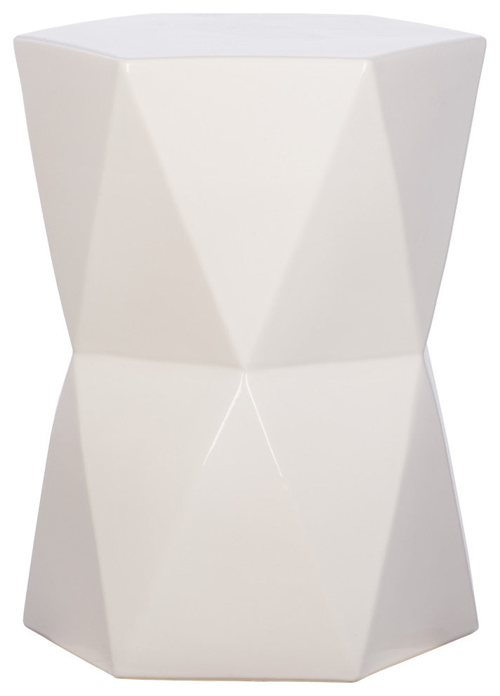 Lg Matrix  Hex Stool, White 17X22"H
