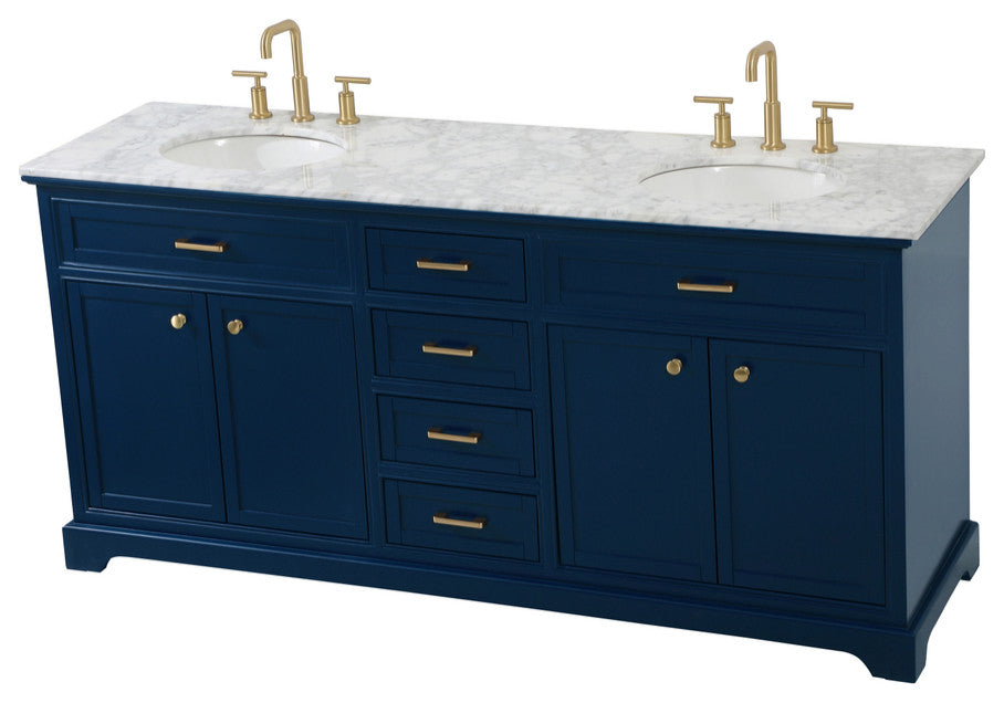 Home Living 72" Double Bathroom Vanity, Blue