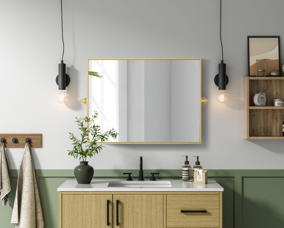 Home Living 24x32 Pivot Mirror, Brass