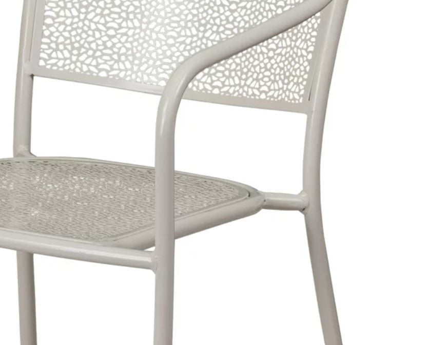 Set of 5 Indoor Outdoor Chair, Rain Flower Seat & Curved Backrest, Light Gray