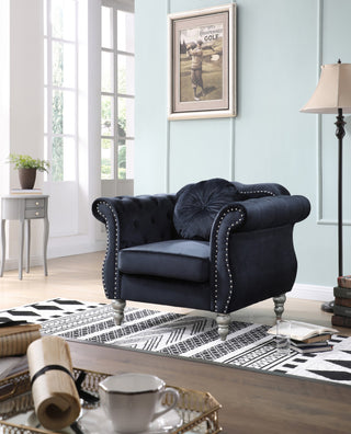 Hollywood Black Velvet Tufted Accent Chair