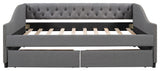 Gewnee Upholstered Full Size Daybeds with Two Drawers,Gray