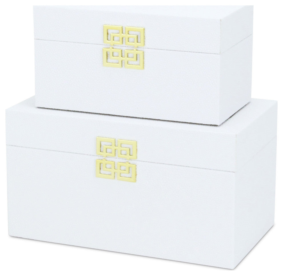 Midnight Charm Keepsake Boxes, Set of 2, White