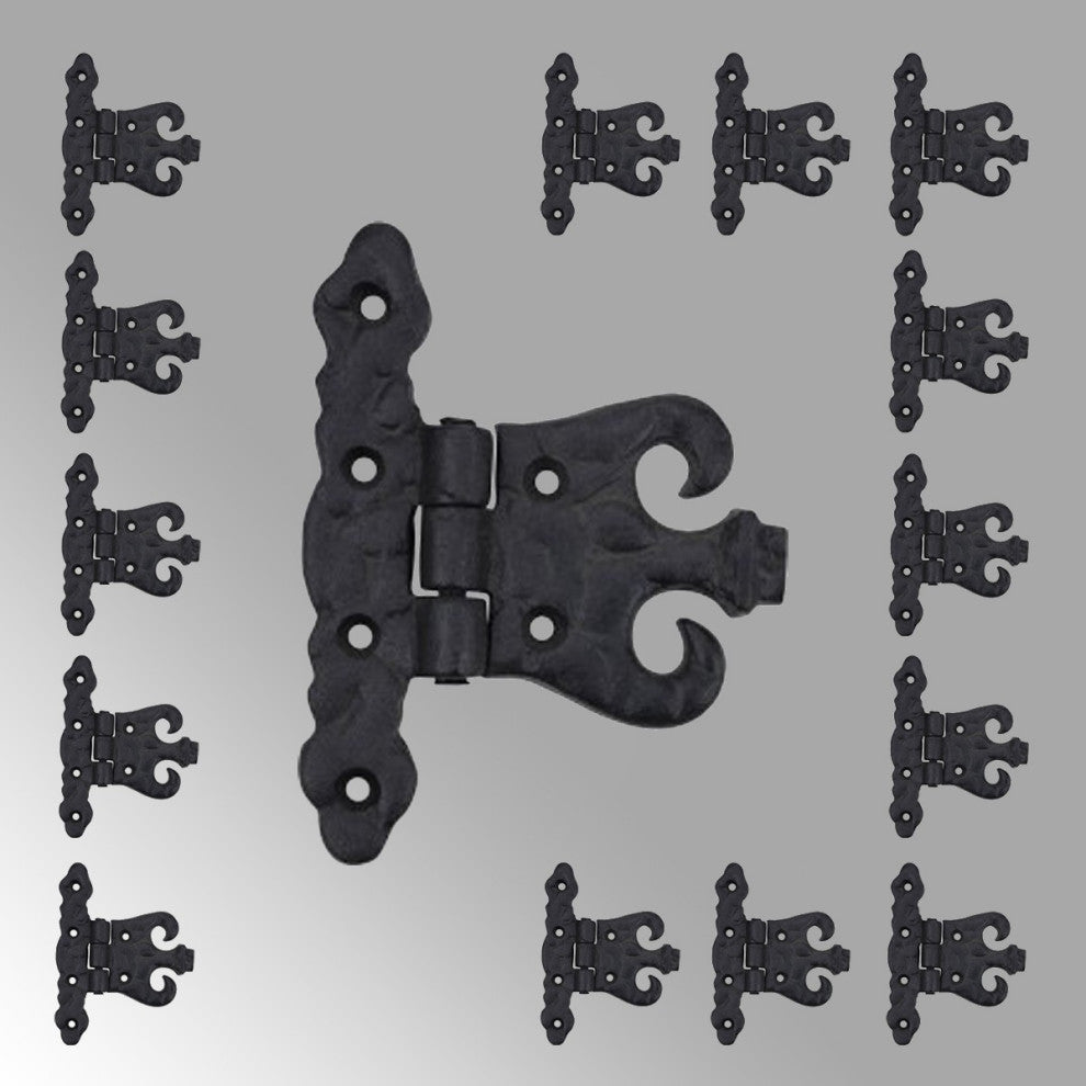 Wrought Iron Black Cabinet Door Hinge Rust Resistant Flush Mount Hinges