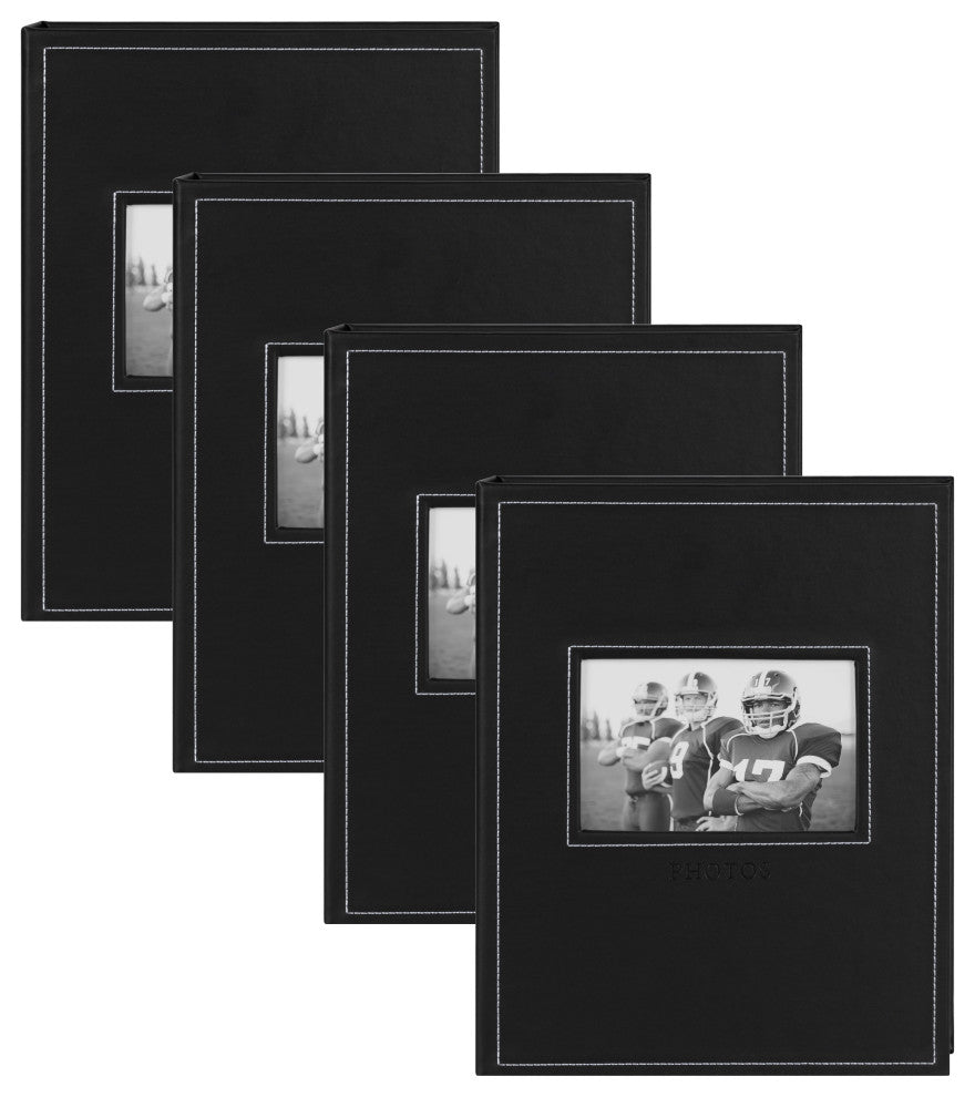 Debossed Faux Leather Photo Album Set, Black 40 Photos