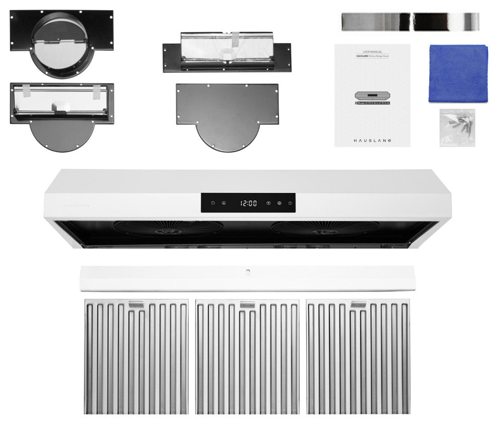 Hauslane | Chef Series PS18 Under Cabinet Kitchen Range Hoods, Matte White, 36"