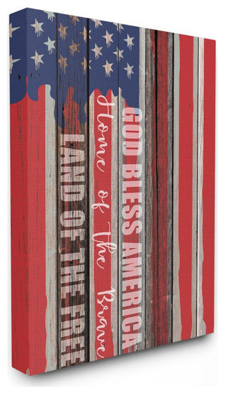 God Bless America Wood Grain Flag Red White Blue Americana,1pc, each 16 x 20
