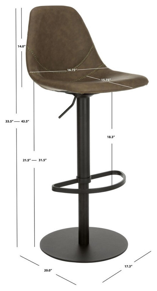 Safavieh Sky Adjustable Swivel Barstool, Olive/Black