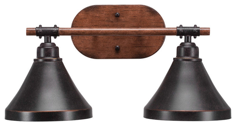 Blacksmith 2-Light Bath Bar, Dark Granite Cone Metal Shade