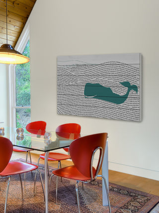 "Print Whale" Painting Print on White Wood