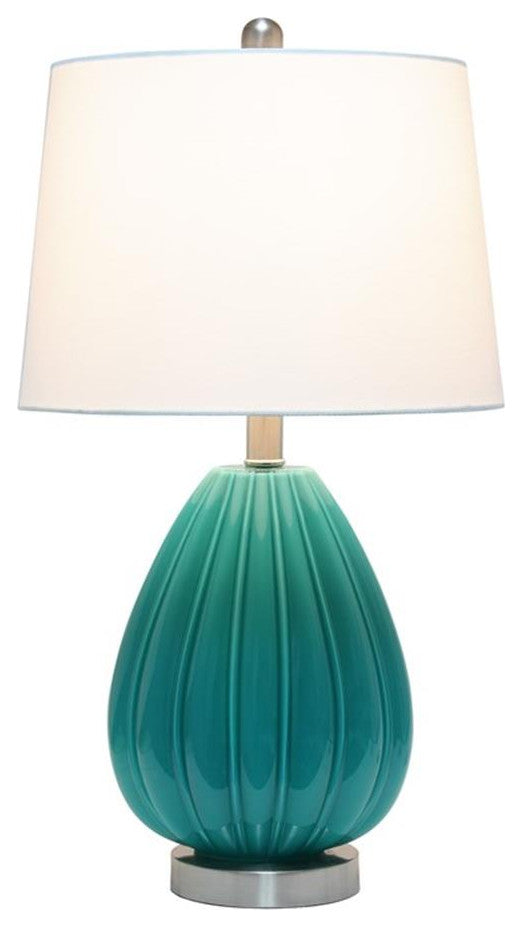 Elegant Designs Teal Creased Table Lamp with Fabric Shade