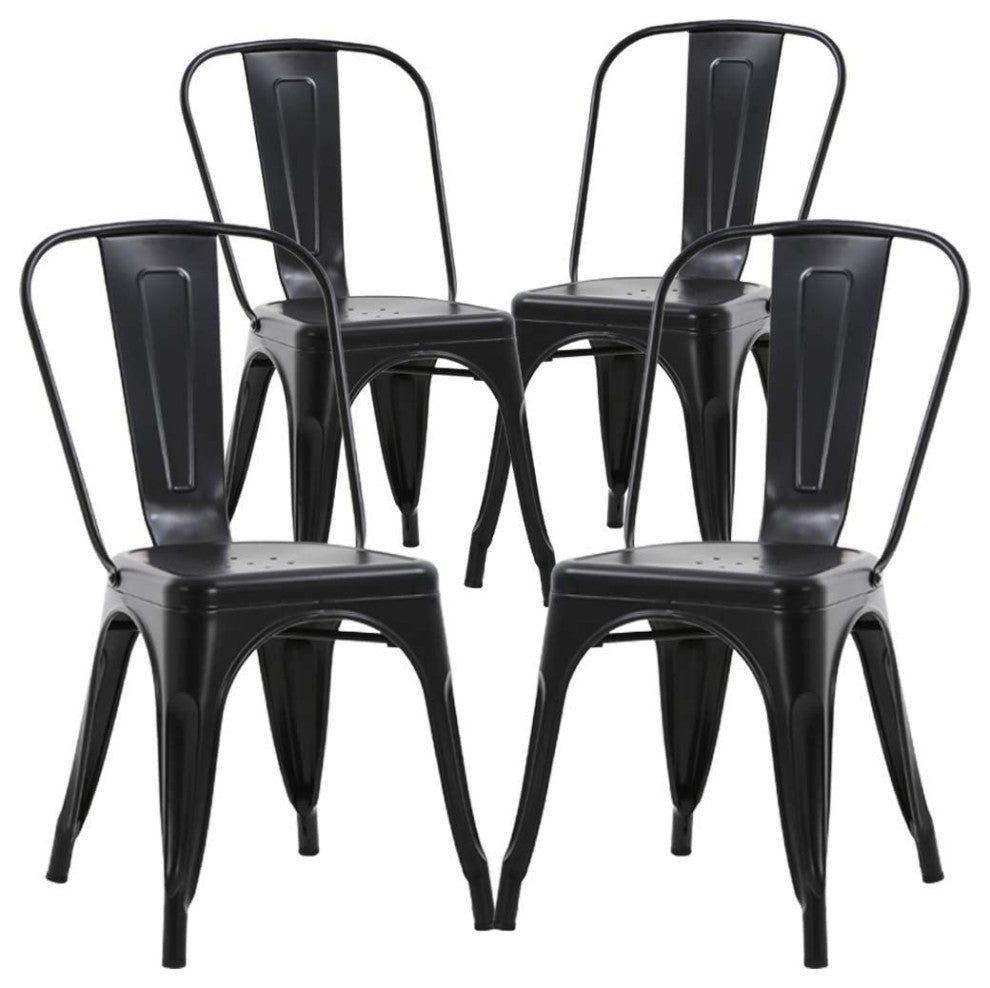 Outdoor Indoor Dining Chairs Side Stackable Restaurant Cafe, Black