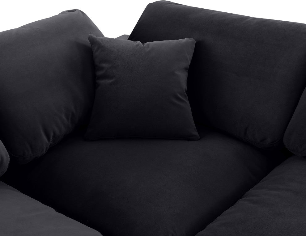 Comfy Beige Linen Textured Fabric Modular Chair, Black, Velvet, Corner Chair