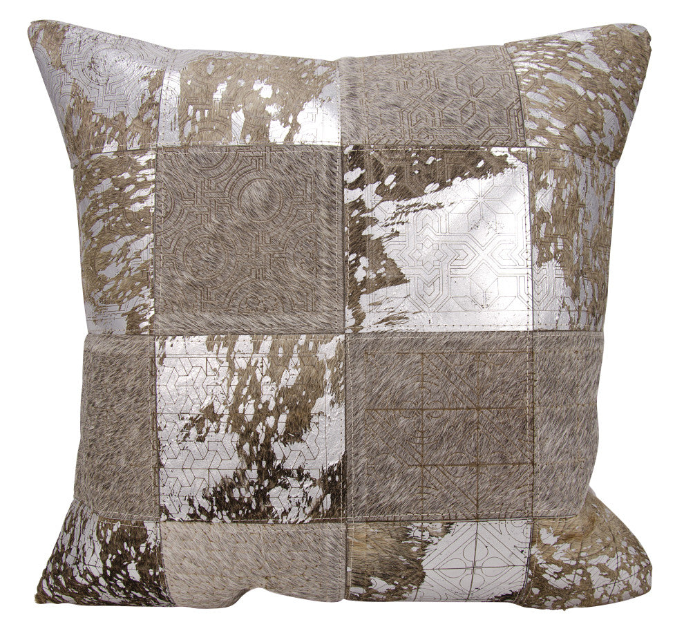 Mina Victory S6078 Throw Pillow, Grey/Silver, 20" x 20"
