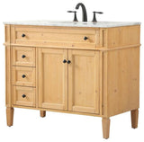 Elegant Decor Park Avenue 40" Aluminum MDF Single Bathroom Vanity - Natural Wood