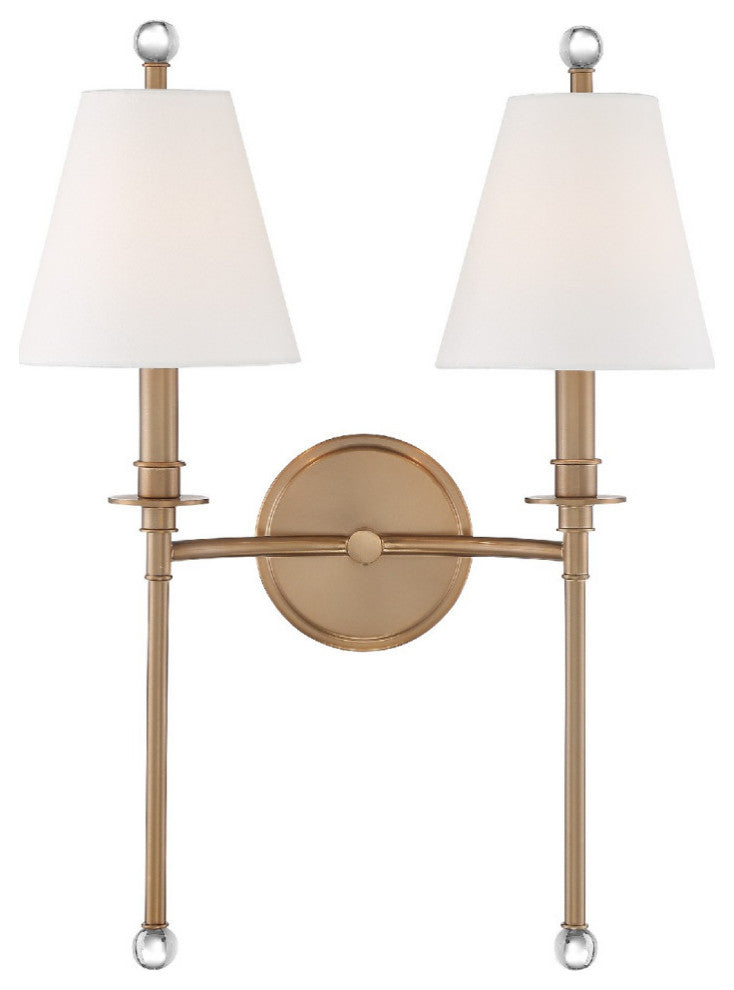 Riverdale 2 Light Wall Mount in Aged Brass
