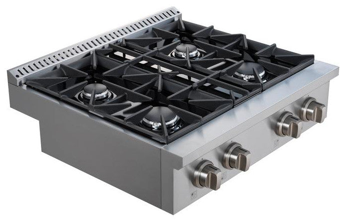 30" Commercial Style Stainless Steel Slide-in Gas Cooktop