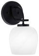 Cavella 1 Light Wall Sconce, Matte Black Finish, 6" White Marble Glass