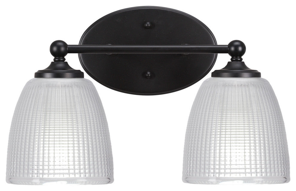 Capri 2-Light Bath Bar, Matte Black/Clear Ribbed