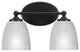 Capri 2-Light Bath Bar, Matte Black/Clear Ribbed